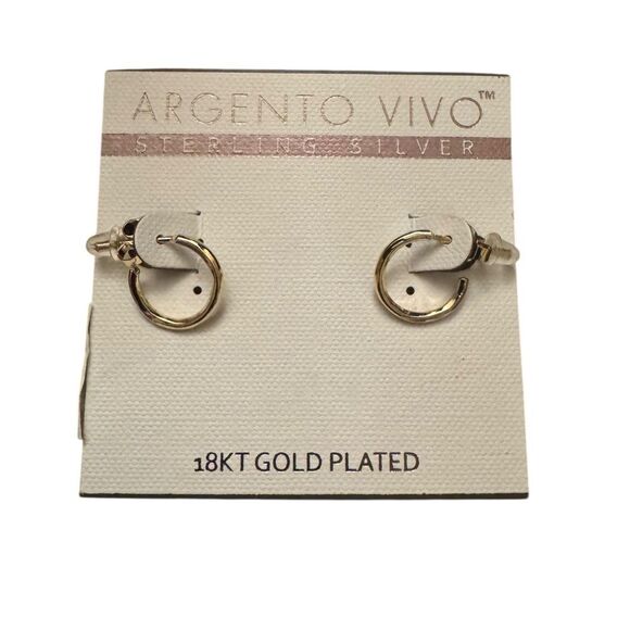 Argento Vivo Gold Twist Hoop Earrings - Picture 2 of 5